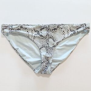 Agua Bendita Snake Print Bikini Bottom Mid Rise Light Blue Black Silver Large L